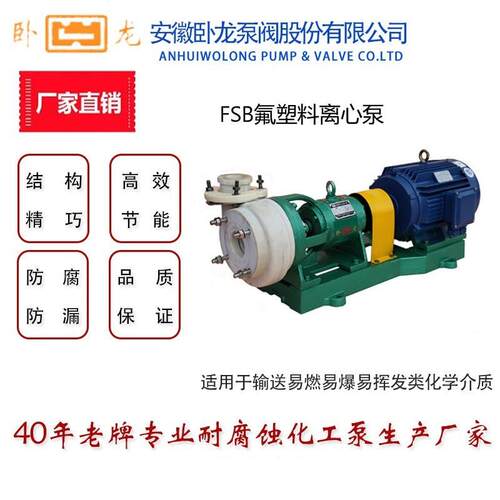 安徽卧龙化工泵氟塑料离心泵FSB和FSB（D）工厂直销自吸泵