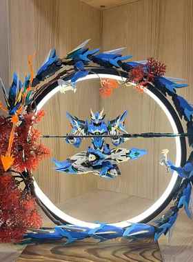 七彩变幻灯圈模型展示 摩动核拼装敖丙背景台灯 白起曹仁模型收纳