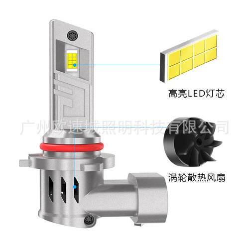 跨境热汽车LED汽车大灯H1 H3 H7 H4 9005 9006 H11风扇直插大灯