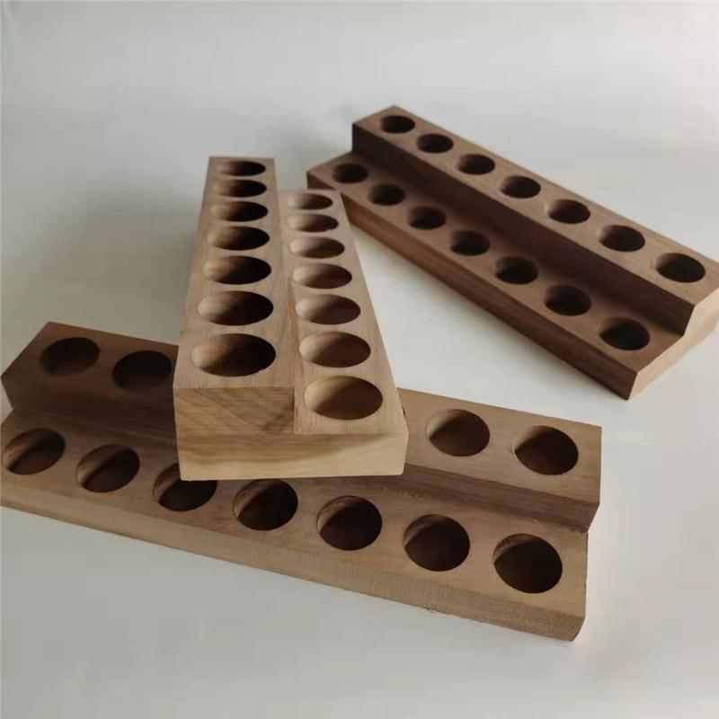 精油展示架两层摆台2层14孔10m精油整理木架胡桃木陈列架现货