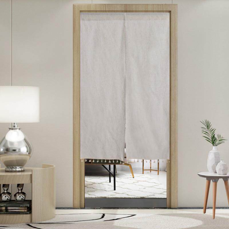 乐轩秀门帘日系简约素色隔断帘免打孔厨房餐厅卧室卫生间布