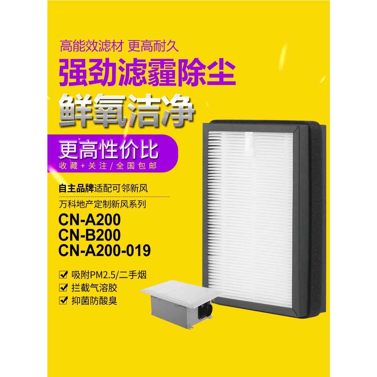 适配可邻/万科地产定制款新风机A200-019/B200过滤网高效除霾滤芯