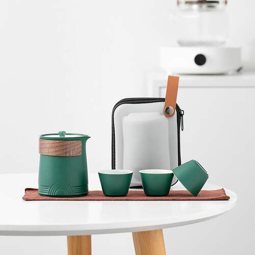 高档茶陶瓷户外功夫茶具套装客便携三式一壶杯快杯泡壶茶杯单人旅