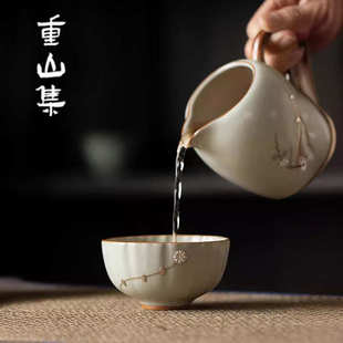 锔钉茶杯单杯汝窑陶瓷主人杯个人杯茶具小茶盏品茗杯汝瓷开片茶碗