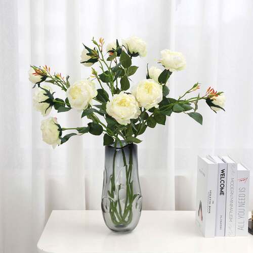 新款直销高端手感保湿3头奥斯汀玫瑰花 家居客厅装饰假花摆件仿真