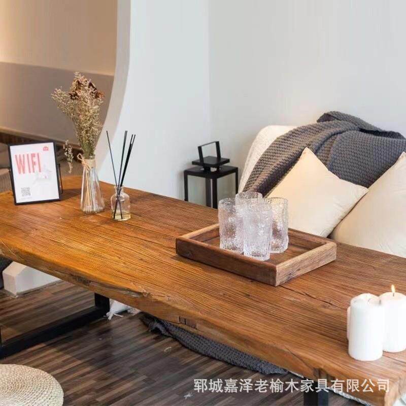 老榆木门板桌面民宿装饰中式茶桌茶几榻榻米餐桌复古怀旧厂家