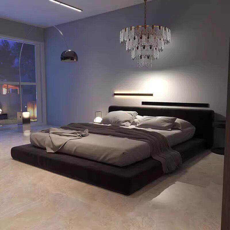 意式轻奢科技绒布艺床现代简约大气新款主卧双人床落地榻榻米大床