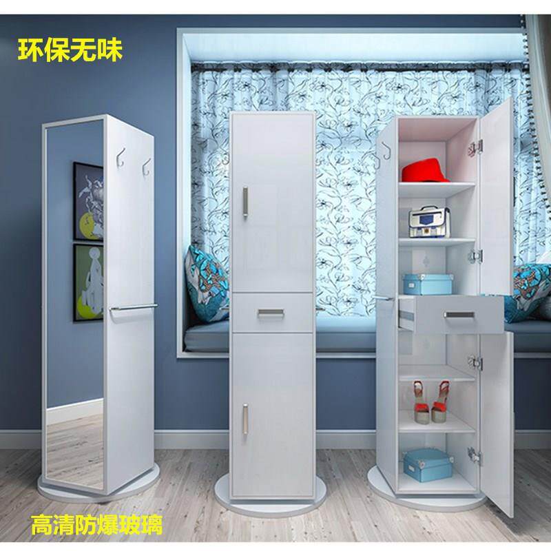 高清全身全身镜子北欧储物全身镜旋转环保落地镜家用卧室书柜鞋柜