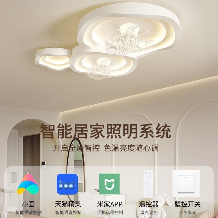 2024年新款护眼全光谱客厅风扇灯360度摇头智能双头电扇灯吊扇灯