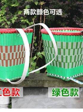 背篓竹编黄手工成人彩色家用大号买菜背篼四川竹篮竹篓竹筐收纳筐