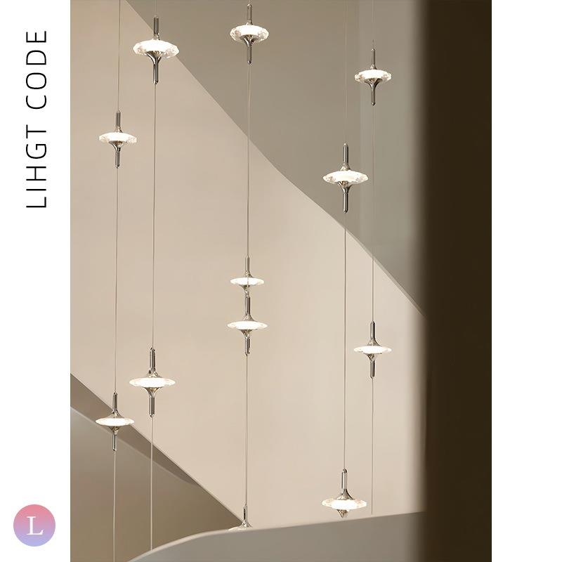 水晶餐厅楼梯吊灯意式极简多头loft床头高端复式挑空小简约现代