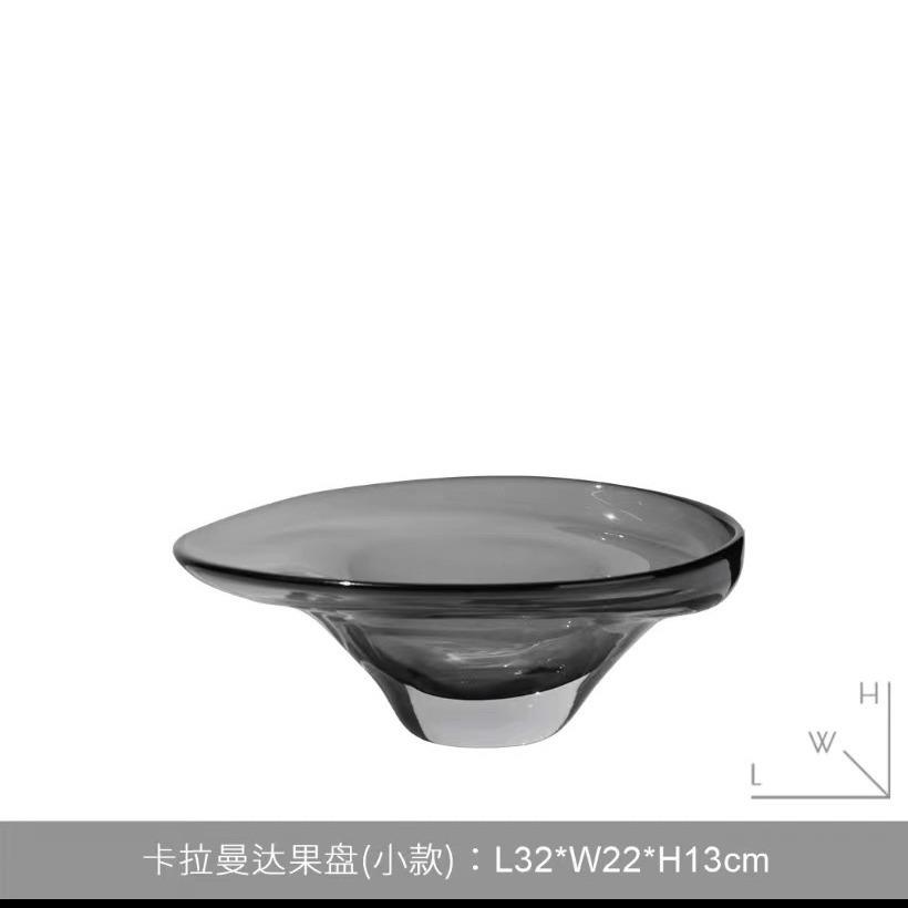 简约现代创意家居客厅玻璃水果盘收纳盘样板房间茶几软装饰品摆件