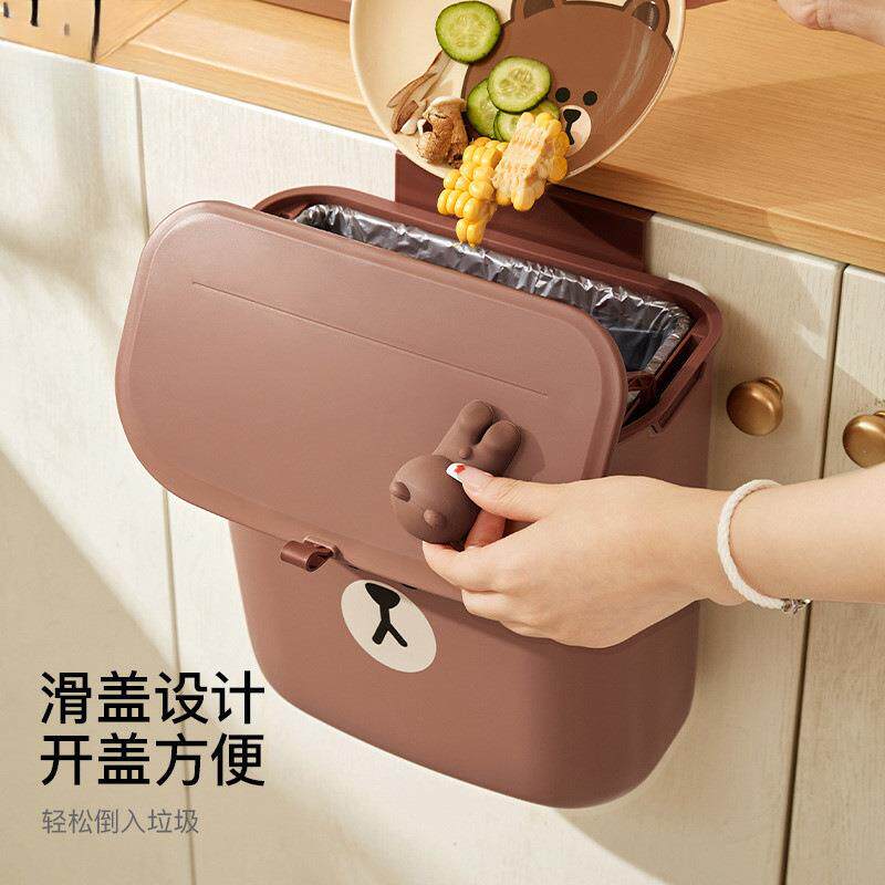 雀翎家用有盖夹缝客厅纸篓厨余挂式垃圾桶壁挂厨房垃