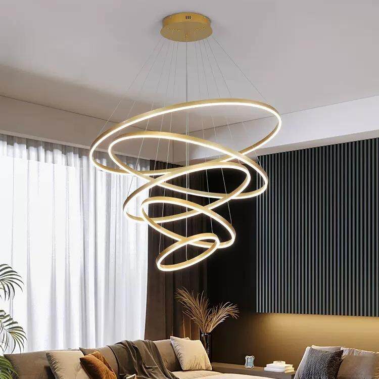 吊灯客厅后现代简约餐厅灯饰复式楼梯网红圆环形大厅轻奢创意灯具