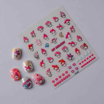 Cartoon 5D Nail Stickers 哈利波特美乐蒂库洛米浮雕美甲贴纸