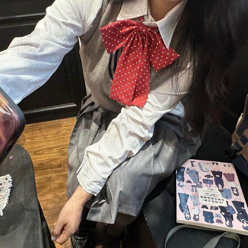 大大长柄领结波点气质学院风领花女可爱jk配饰学生制服领带青春潮