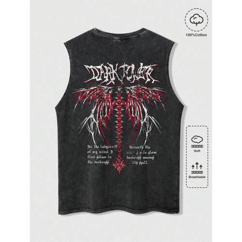 Tank Top Regular Fit Casual Street Vintage Sleeveless Top