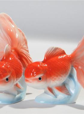 正品家居陶金鱼情侣摆婚礼客厅卧室样板房吧门店酒瓷台柜件装饰品