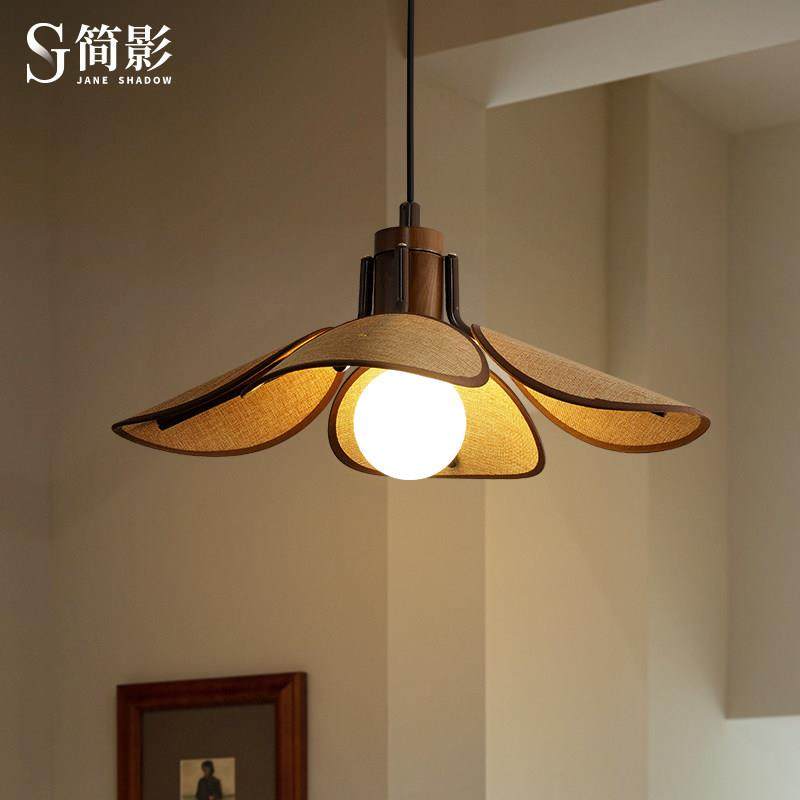 侘寂风复古日式设计餐厅吊灯茶室书房民宿南洋怀旧布艺餐桌灯具