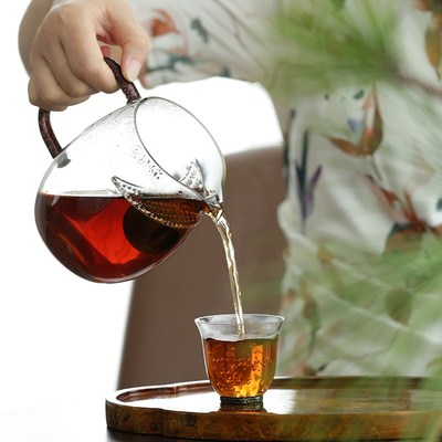 现货速发禾器月牙公道杯玻璃茶漏一体过滤分茶器泡茶杯大容量壶澄
