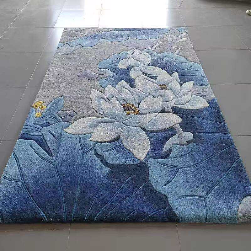 手工纯羊毛地毯欧式田园花朵茶几卧室地毯加厚新西兰羊毛满铺地毯