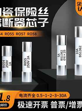 RO55/54/57/58陶瓷保险丝管5X25/6X30熔断器保险熔芯1A2A5A10A30A
