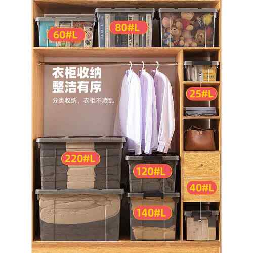 特大号透明收纳箱塑料整理箱衣服收纳盒家用有盖衣物储物箱子加厚