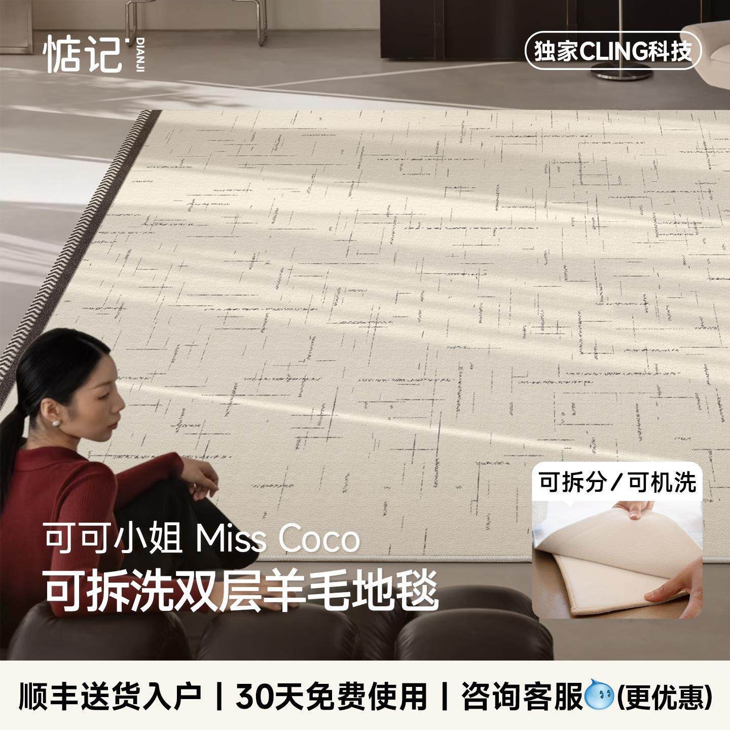 可拆洗地毯双层羊毛地毯法式轻奢客厅可机洗2025新款