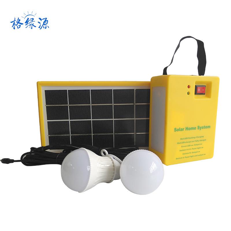户外野营应急照明太阳能小系统3.5W2灯锂电便携式多功能发电系统