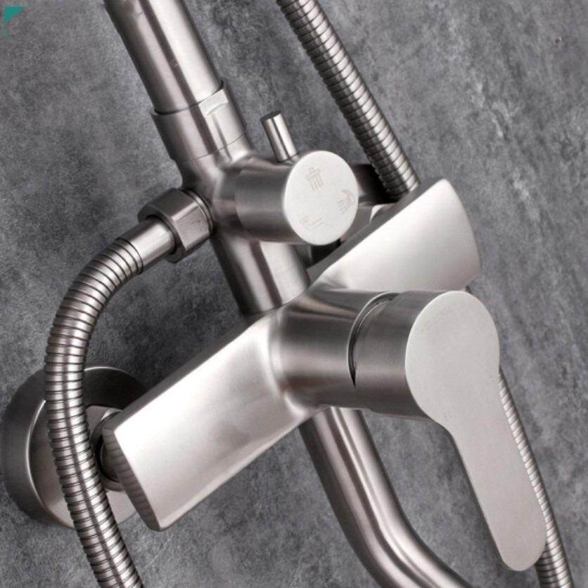 新款直销304不锈钢三档淋浴花洒套装冷热龙头浴室增压淋雨喷头手