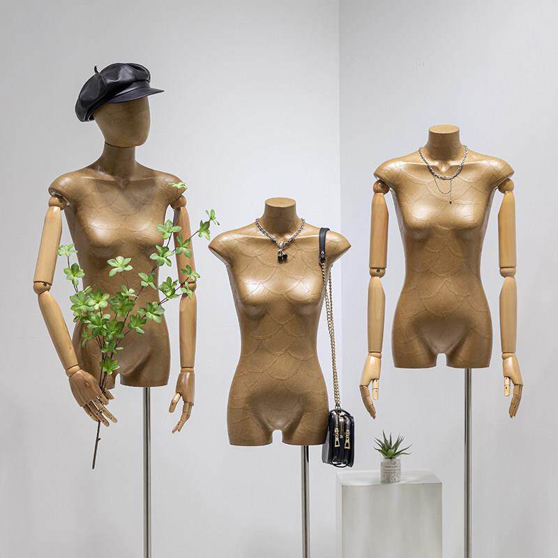服装店覆古牛皮纸扁身平胸模特道具女装半身橱窗假人台全身展示架