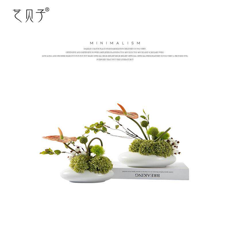 艺贝子中式仿真花艺绿植高端轻奢室内盆栽植物摆件酒店样板房装饰