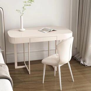 奶风实木学习书桌桌梳妆台一体户型电脑桌卧WLT油室现代轻奢办公