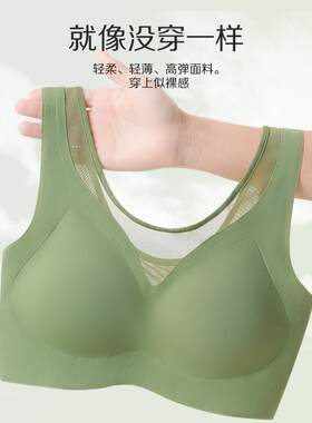 超薄款冰丝透气舒适柔软无钢圈抹胸内衣女生聚拢上托 托大胸显小