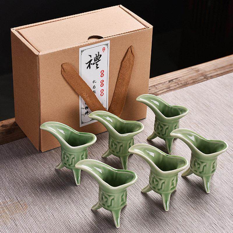 老式怀旧酒盅德化陶瓷复古三足鼎立烈酒杯帝王杯酒具用品赠送礼品