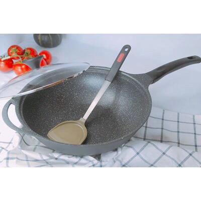 高档式麦中饭石锅炒不沾锅32cm炒锅加厚覆底燃电气磁炉通用包邮