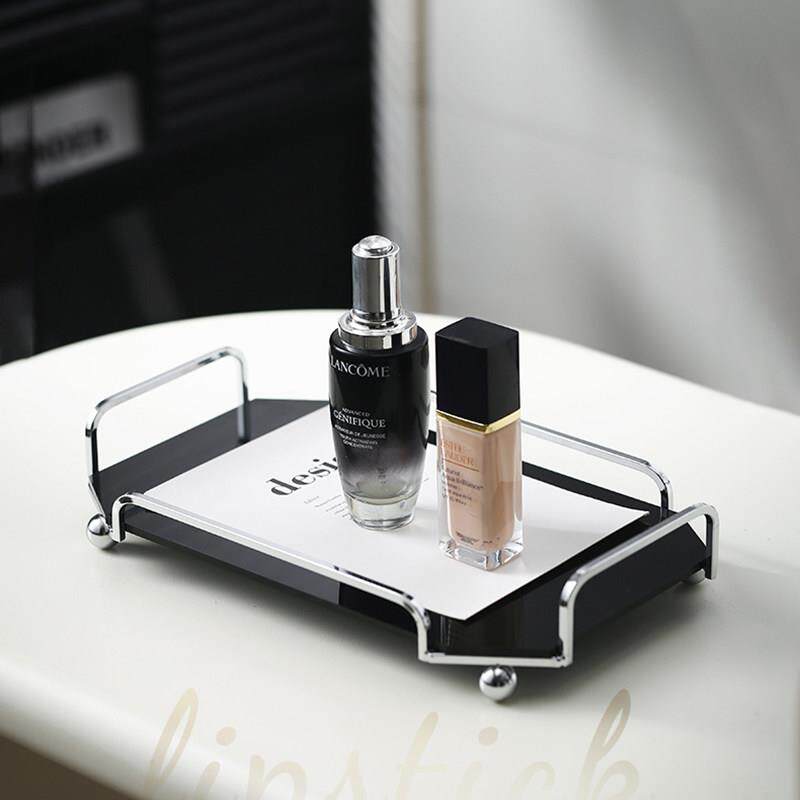 轻奢不锈钢浴室洗漱台压克力置物架化妆护肤品香水收纳盒香薰托