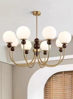 法式414int厅age古吊灯美式胡桃木v玻璃客厅灯简中约大气餐卧室书