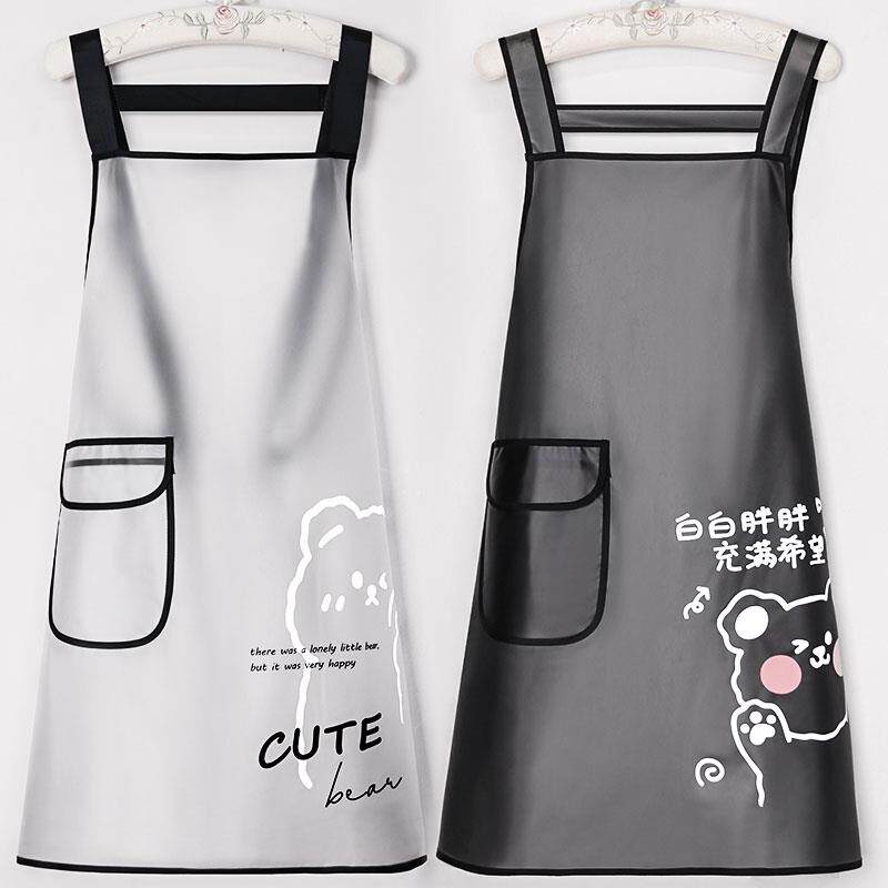 日本进口透明围裙女家用厨房防水防油餐饮专用做饭围腰软皮工作服
