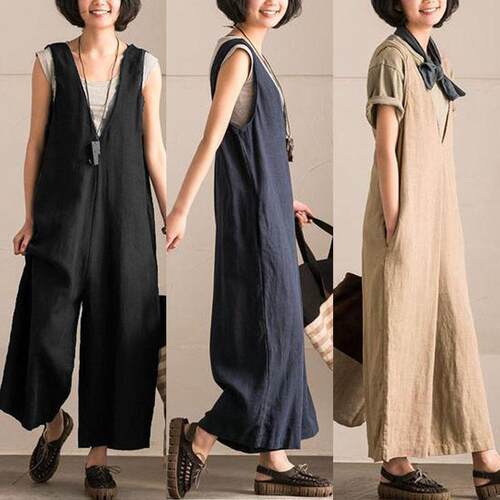 Oversized women's bulky and slimming overalls with wide
