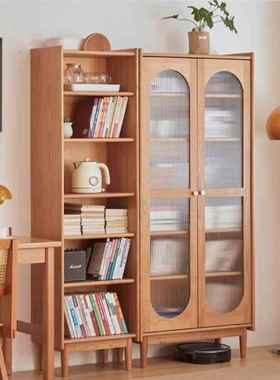 樱桃木玻璃门木实柜 书房客厅多层收纳柜带77192地柜门 组合落收