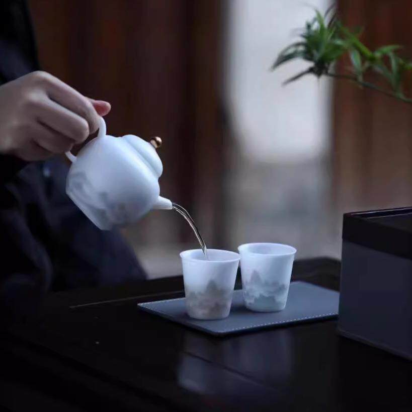 冰种玉瓷一壶两杯快客杯小套组户外便携收纳盒旅行茶具泡茶壶套装