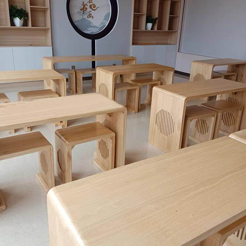 书画书法桌客厅琴桌幼儿园书法桌实木书桌现代简约阅读写字桌椅