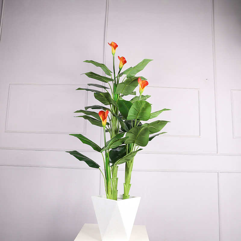 外贸仿真植物马蹄莲 北欧风假绿植装饰 大型盆栽室内盆景摆件批发