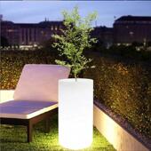 庭院灯led七彩发光花盆太阳能圆柱形户外景观防水花盆氛围庭院灯