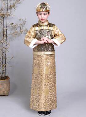 儿童古装男童清朝太子小皇帝满族少爷阿哥贝勒服男孩古代演出服装