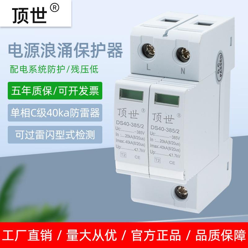 三级单相电源C级防雷器2P40KA防浪涌电涌保护器家用模块光伏避雷