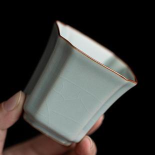 天青汝窑主人杯单杯开片可养茶杯瓷喝茶盏个人专用品茗杯功夫茶具