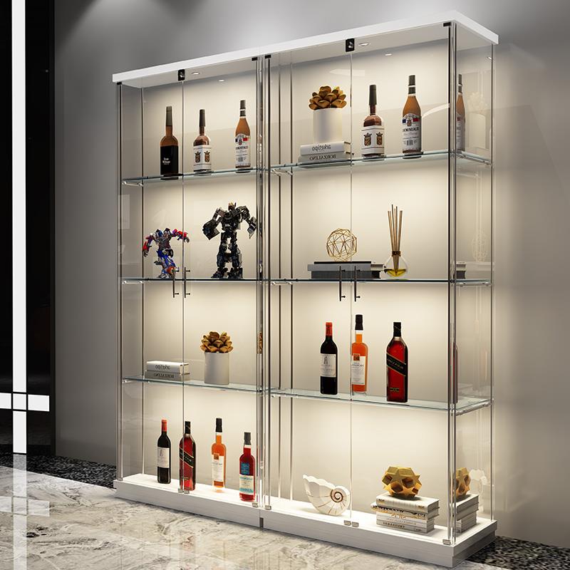 简约现代玻璃酒柜子透明展示柜靠墙客厅家用红酒手办模型柜展厅柜