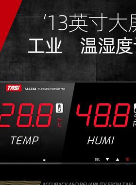 TASI特安斯工业温湿度计大屏高精度壁挂式数显TA623A/B
